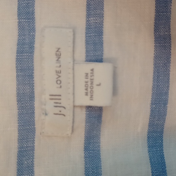 J. Jill Love Linen blue and white striped blouse, size large - Picture 4 of 11
